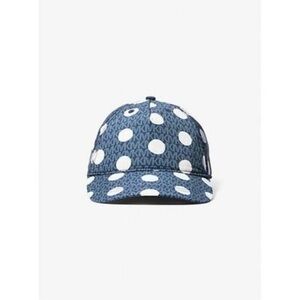Michael Kors Navy and White Polka Dot Hat